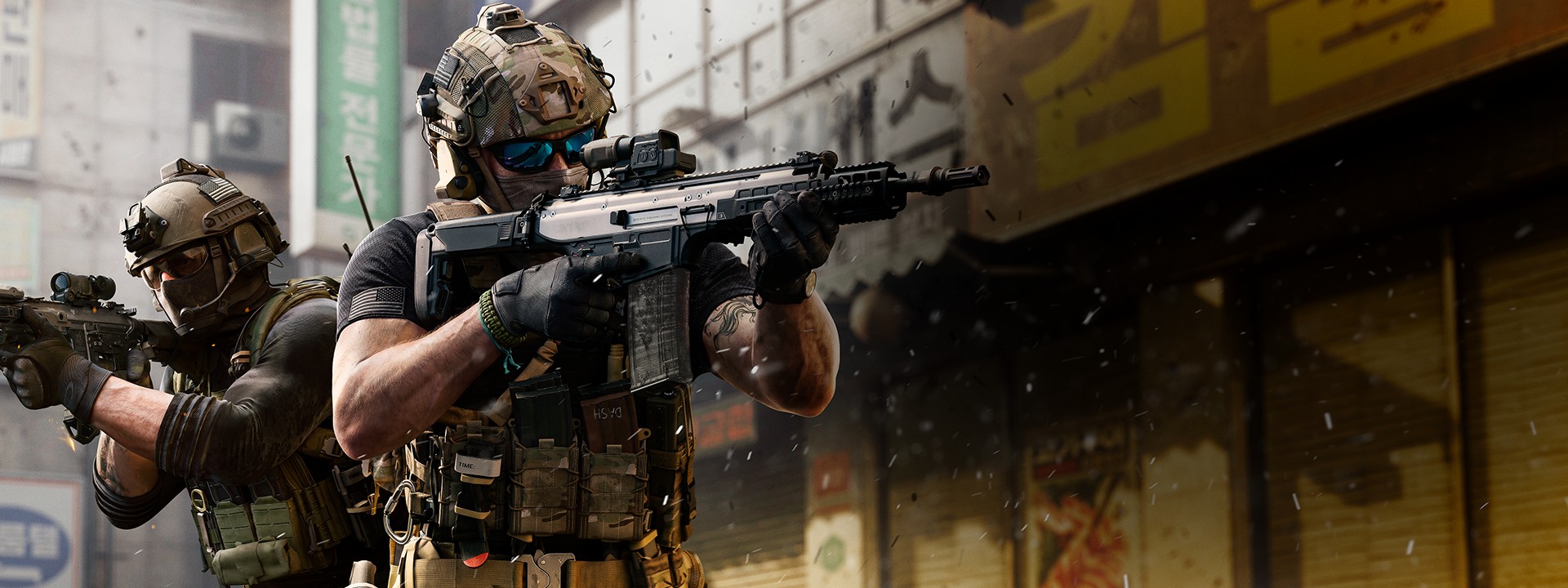 Day-one live-ops shooter key art